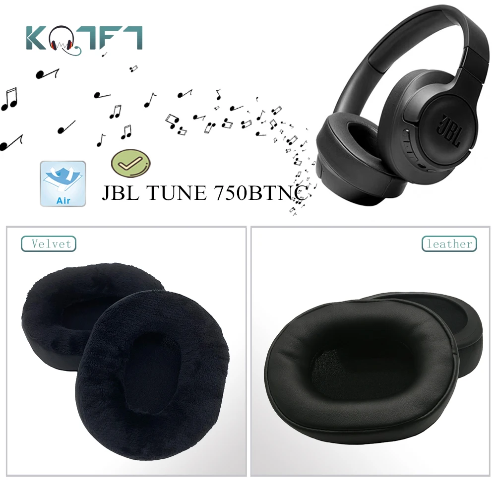 KQTFT 1 Pair of Velvet route leather Replacement EarPads for JBL TUNE 750BTNC Headset Earmuff Cover Cushion Cups