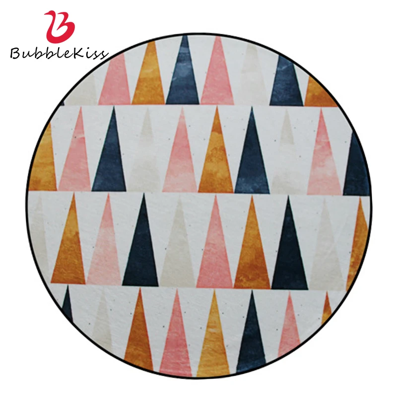 Bubble Kiss Customized Round Carpet Fashion Geometric Pattern Floor Mat Modern Style Home Area Rugs Bedroom Decoration Foot Pad