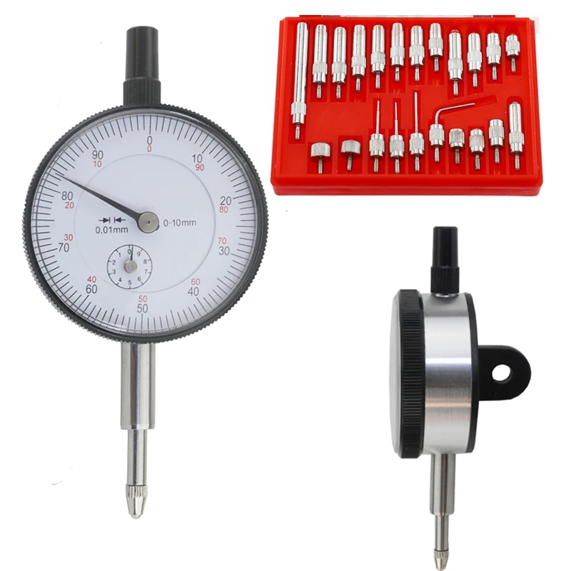 Dial Indicator 0-10mm 25mm 30mm Lug Back Test Gauge and 22pcs Anvil Point Set Thread M2.5 4-48 thread Measuring Tool