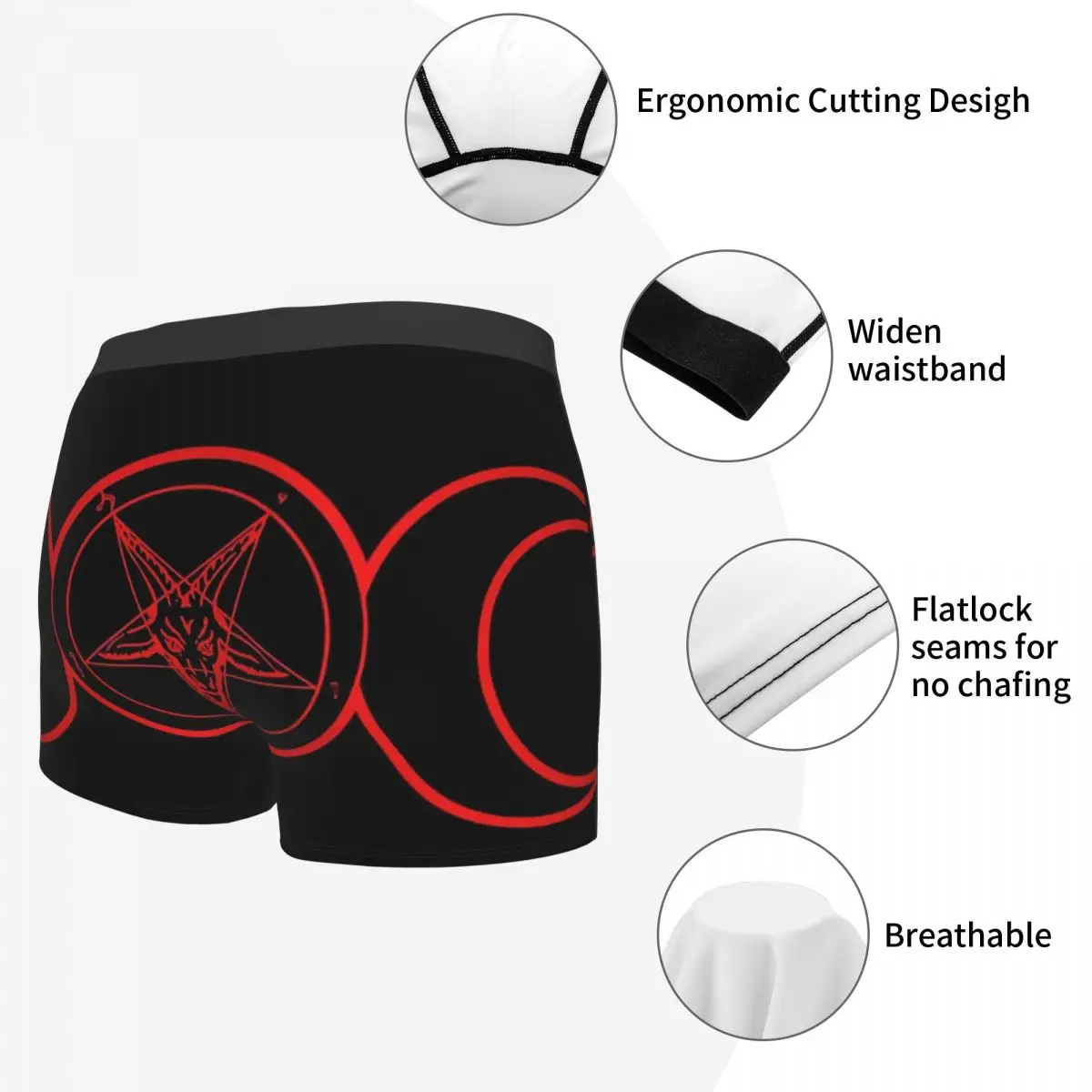 Baphomet Triple Moon Celtic Wiccan Satanic Pagan Church Of Satan Vikings Underpants Homme Panties Male Underwear Ventilate