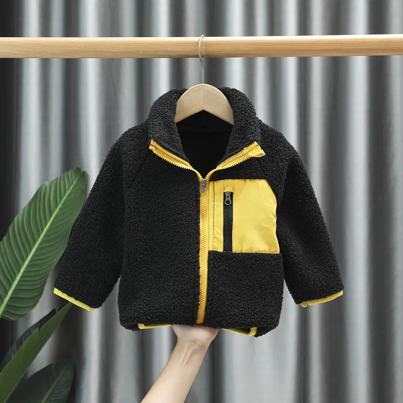 Autumn winter kids boy\'s clothes baby outfits lamb wool cardigan padded jacket outerwear for boys baby clothing jackets coats