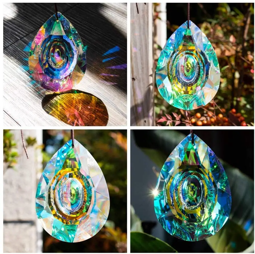 H&D Colorful Hanging Crystals Prism Suncatcher for Windows Decoration Chandelier Parts DIY Home Wedding Decor Accessories Gift