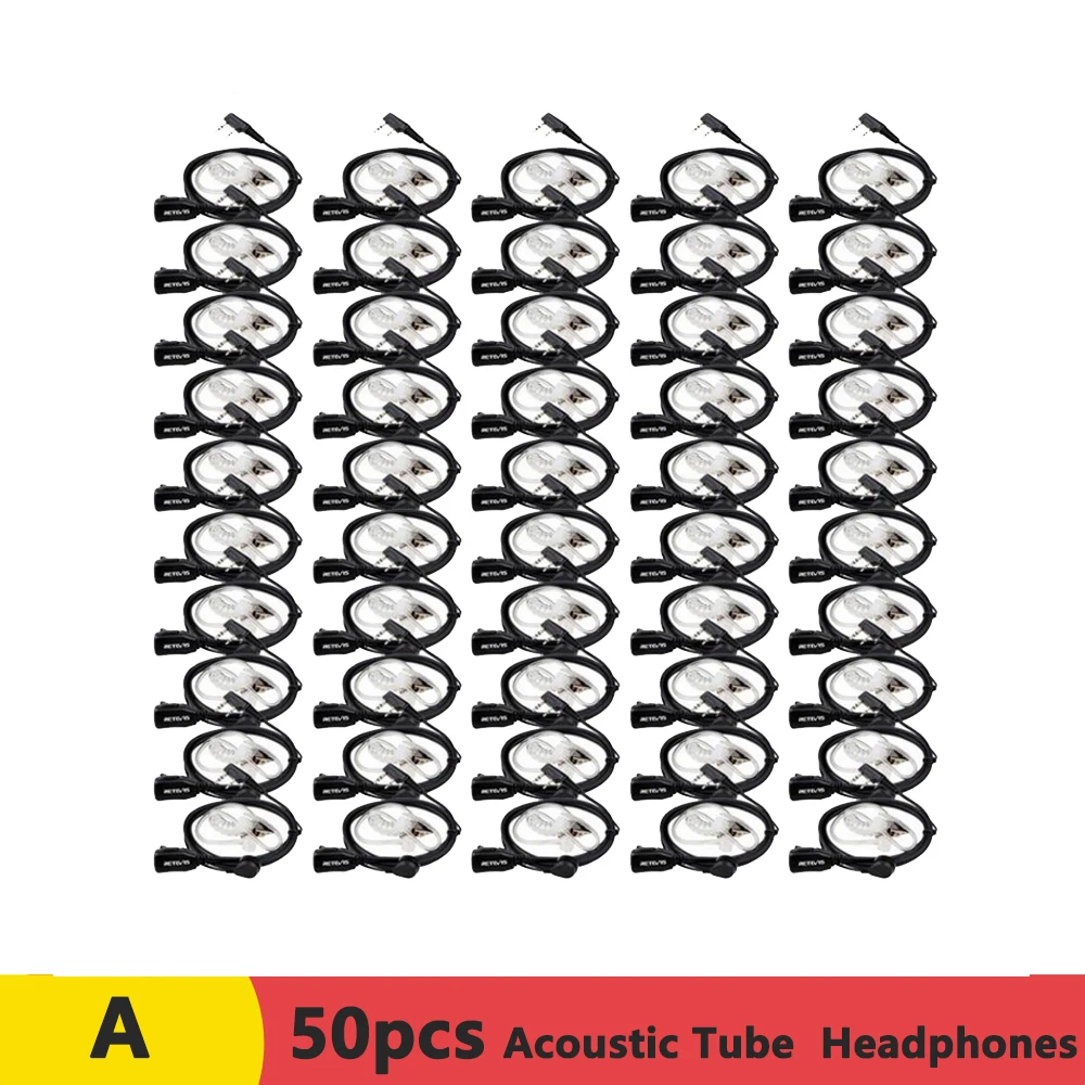 Retevis EAK001 Hoofdtelefoon Walkie Talkie 50/100 stuks Akoestische Buis PTT Oordopjes Headset voor Baofeng UV-5R BF-88E Retevis RT622