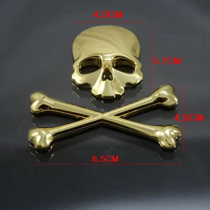 3D Crossbones Skull Demon Metal Logo Emblem Badge Decal Tank Sticker for Harley Honda Kawasaki Suzuki Yamaha DUCATI CUSTOM