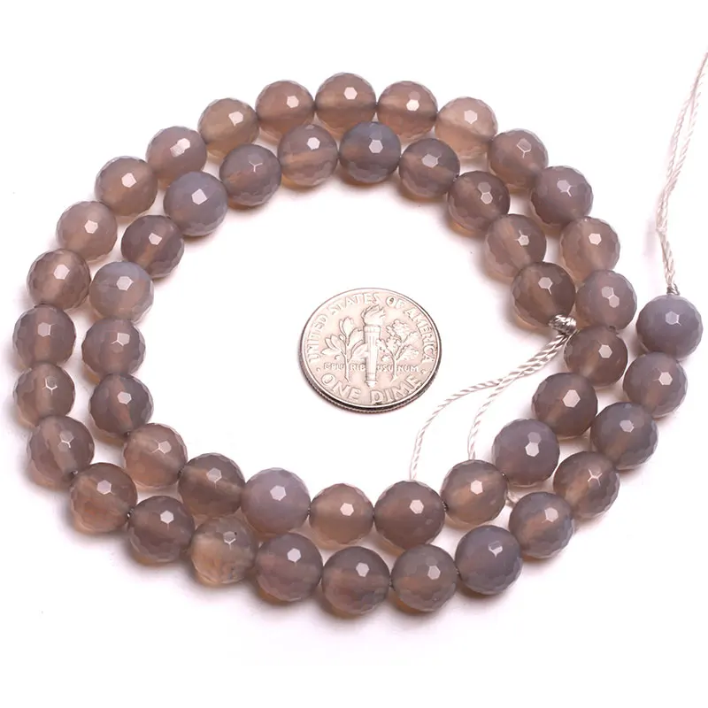 Natural Stone Gray Agates Round Bead For Jewelry Making Strand 15 inch DIY Fashion Bracelet Beads For Women Gifts 8mm 12mm 14mm