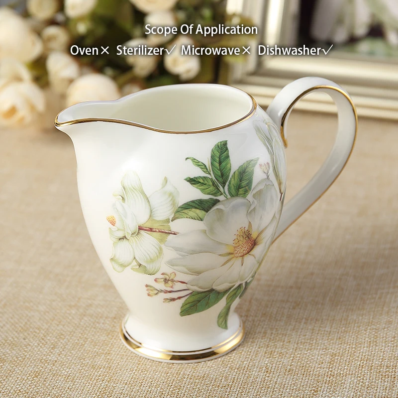 Camellia Bone China Coffee Set British Porcelain Tea Set Ceramic Pot Creamer Sugar Bowl Teatime Teapot Coffee Cup Mug Coffeeware