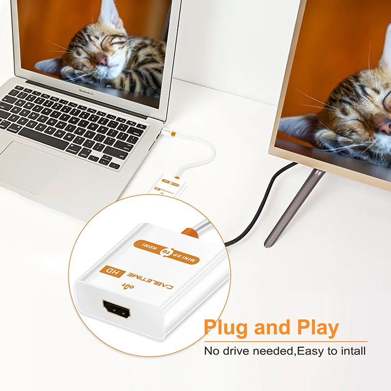 CABLETIME Thunderbolt Mini DP zu HDMI Aktiv-Adapter M/F Mini DisplayPort zu HDMI-Kabel für MacBook Pro Air iMac Projektor C065 – Detail 4