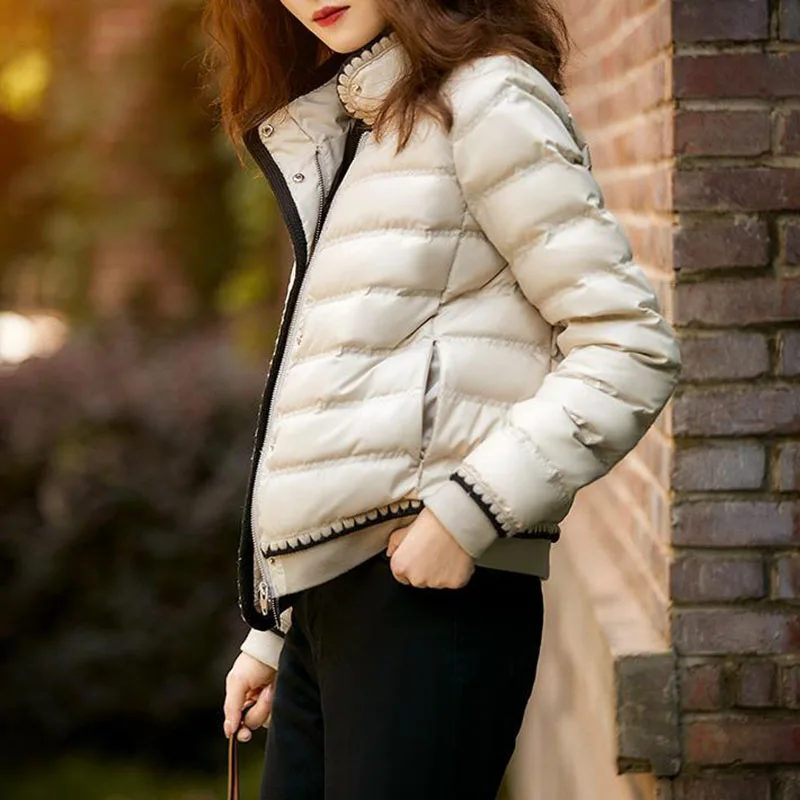 2023 New Women\'s Winter Cotton Jacket Coat Stand-Collar Short Padded Jackets Warm Fashion Puffer Coats Female Elegant Parkas