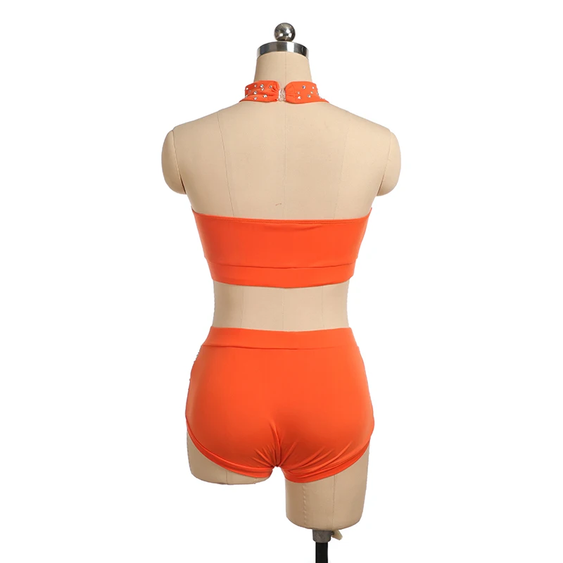 Air Yoga, Leotards, Pole Dance Performance, Artistic Gymnastics Training, Adult Girl Sleeveless Two-piece Orange Outfit