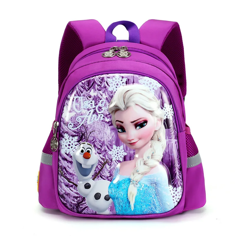 Disney-Mochila De frozen para niñas, con dibujos animados en 3D morral escolar, elsa, anna