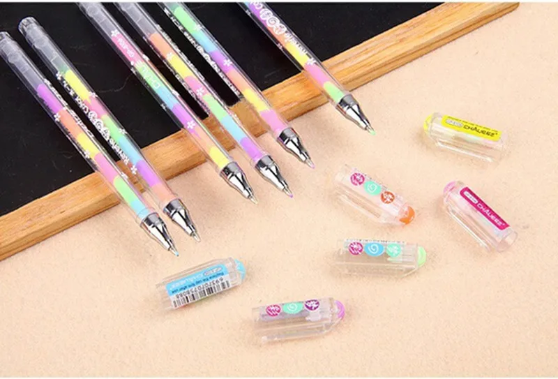 Cute Kawaii Highlighter Marker para Crianças, Escola de Escrita Fornecimento, Caneta Estacionária, Estudantes Ballpen, 6 Cores, Drop Shipping, 1 Pc