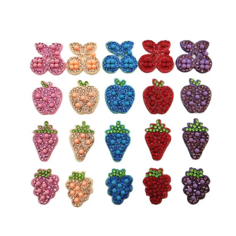 40Pcs หลายสไตล์ลูกปัดเพชรผลไม้ Appliques สำหรับหัตถกรรมเสื้อผ้ากระเป๋ารองเท้าตกแต่ง DIY คลิปผมอุปกรณ์เสริมแพทช์