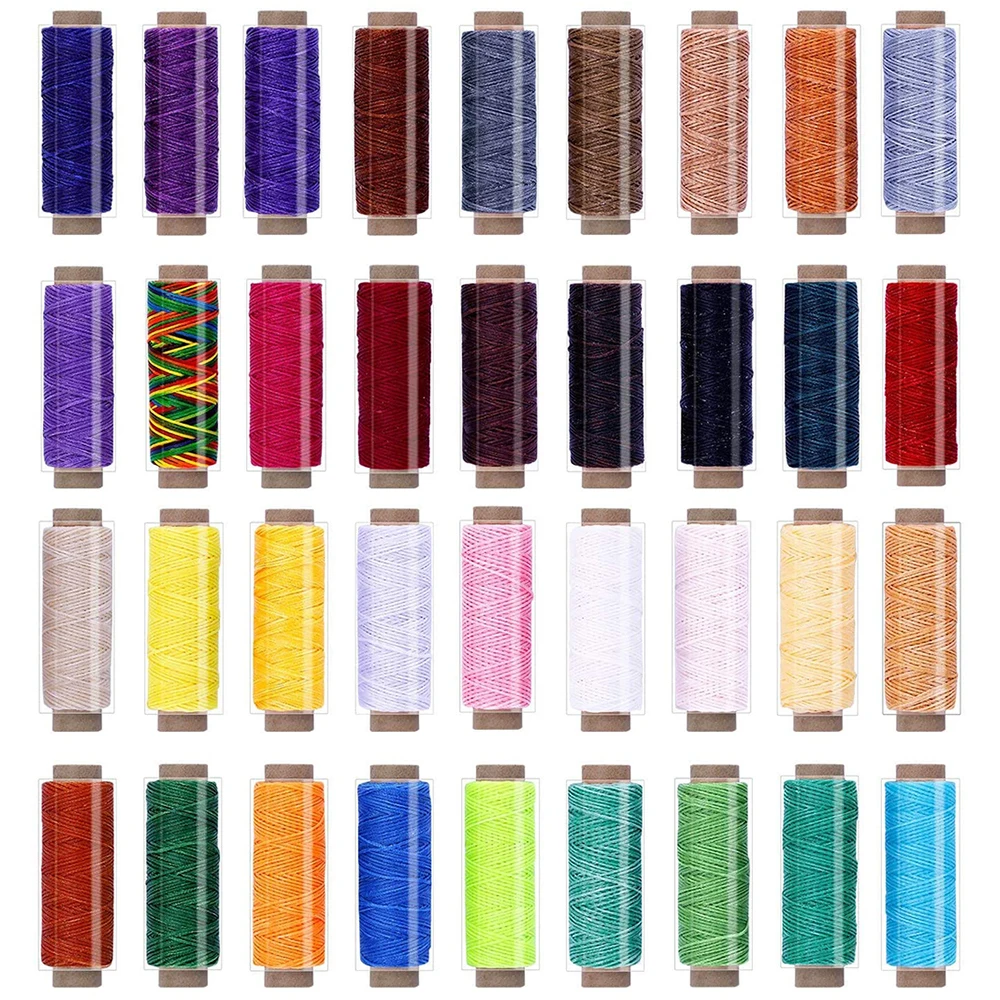 

36 Colors Waxed Thread 55 Yards Leather Sewing Threads for DIY Handicraft Stitching Bookbinding Shoe Repairing Leather Tool