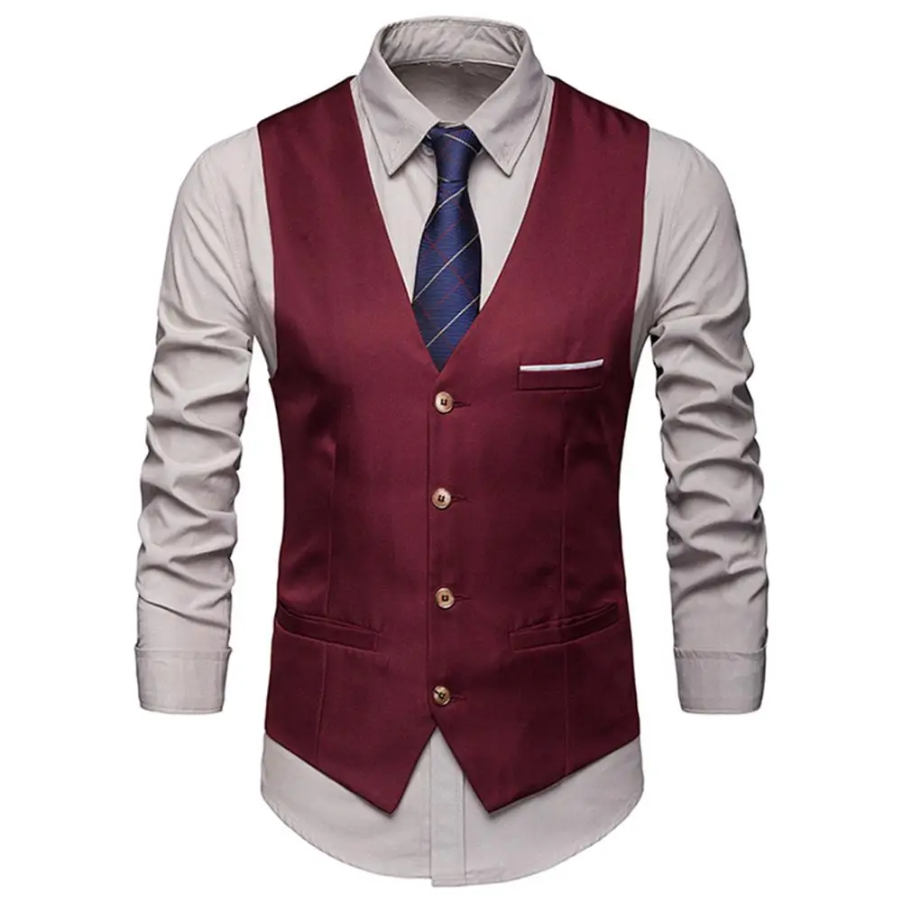 Men Vest for Business Party 1 Pc Slim Fit Wedding Groom Waistcoat Solid Color Male Fashion Coat Ready to Ship