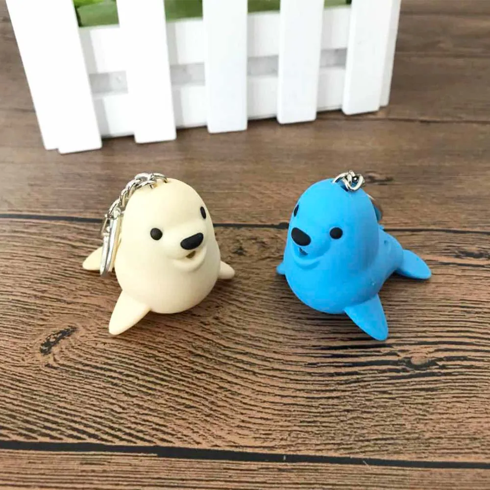 Sea Lion LED Lights Keychain Luminous Vocal Mini Flashlight Key Chains Child Kids Toys Gift Women Men Party Jewelry