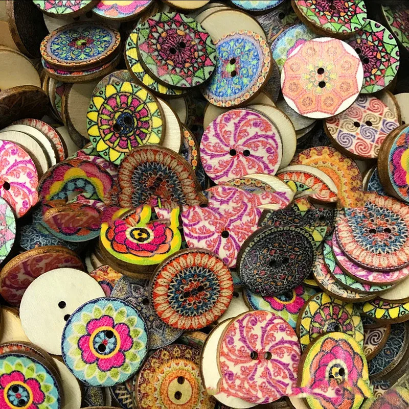 400PCS 2 Hole 15/20mm 25mm Wooden Buttons Sewing Diy Crafts Scrapbooking Round Wood Button for Clothes Coat Handmade Accessories