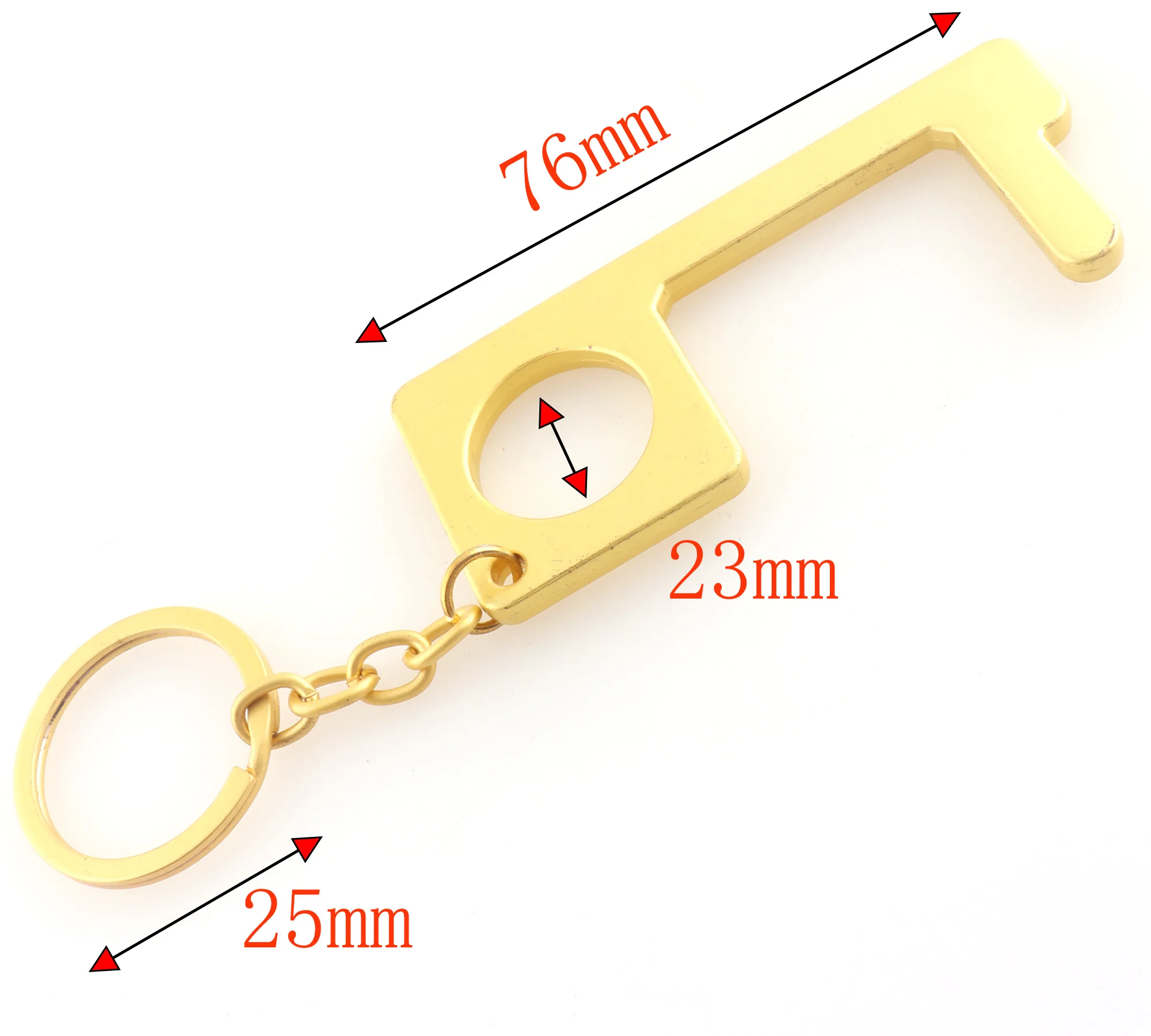 Gold Door Opener with Keychains Opener Button Pusher Hook Hand Free Key Door Handle Antimicrobial Contactless Touchless