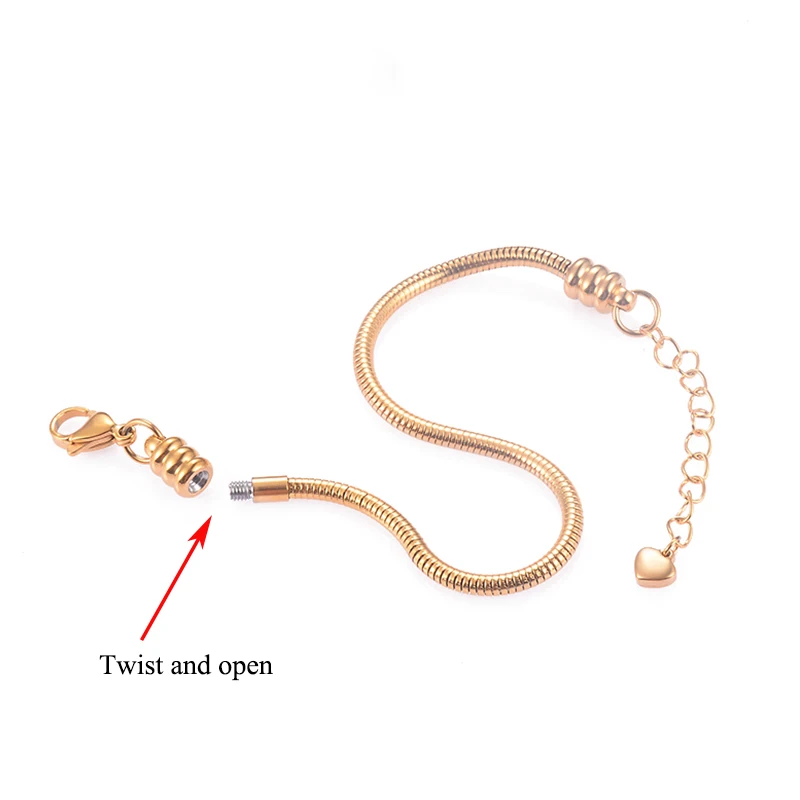 Unisex Stainless Steel Snake Chain Jewelry Women Girls Fit European Original Charm Bracelet DIY Bead Charms Jewelry Makings