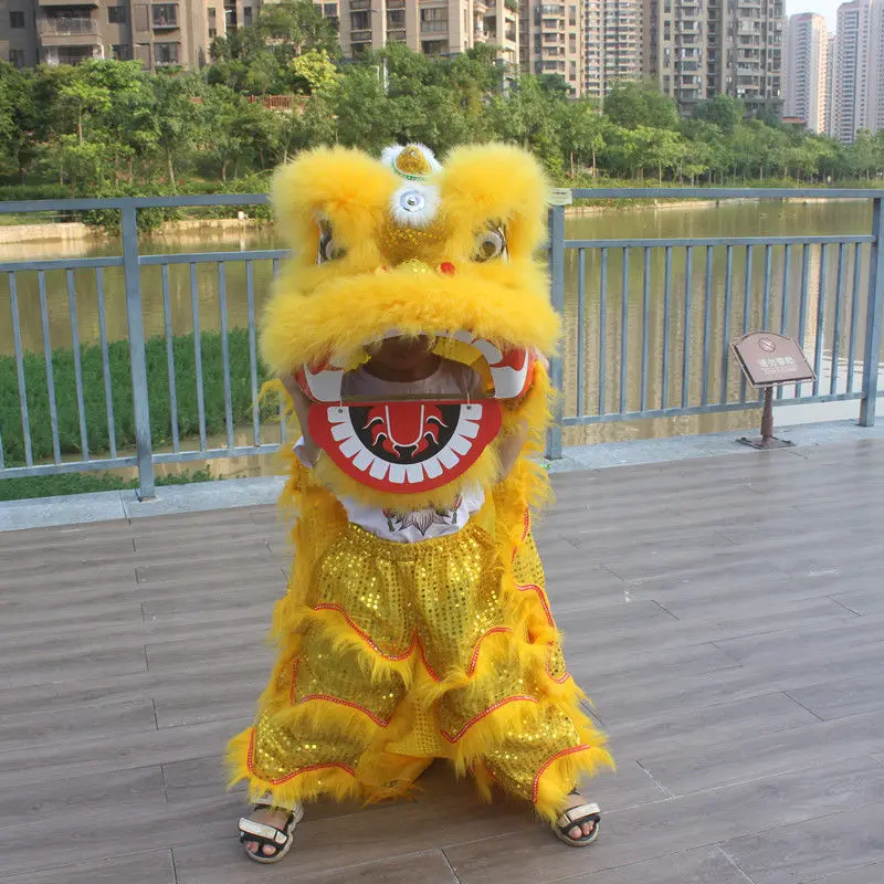 Disfraz de mascota de la danza del león real de 12 pulgadas, traje de accesorios familiares de 2 a 5 años, vestido de cultura tradicional china, fiesta de Carnaval y Festivall