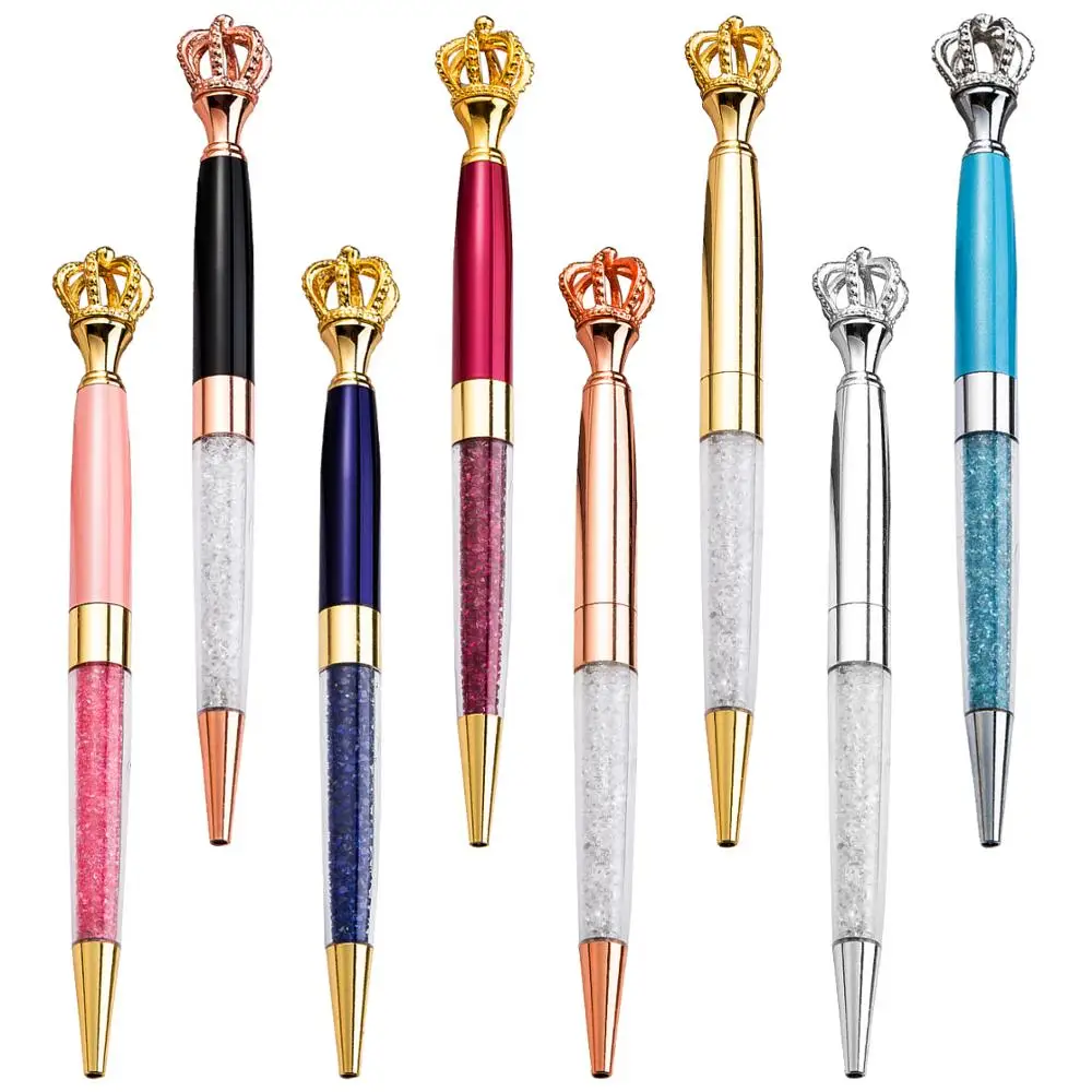 10PCS/LOT Funky Design Queen's Scepter Crown Style Metal Crown Metal Ballpoint Pen With Big Crystal Diamond