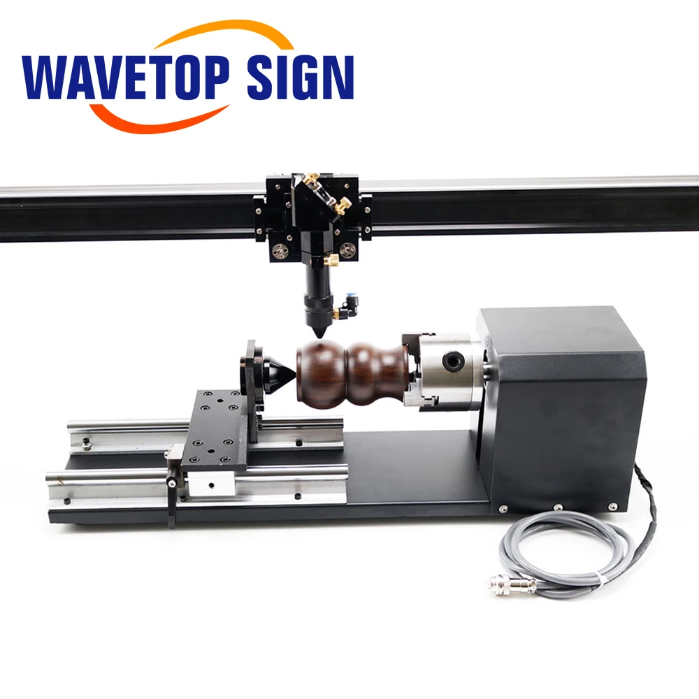 Поворотная насадка WaveTopSign с патронами, 2-фазный 3-фазный шаговый двигатель, вращающийся рабочий стол для станка для лазерной гравировки и резки CO2