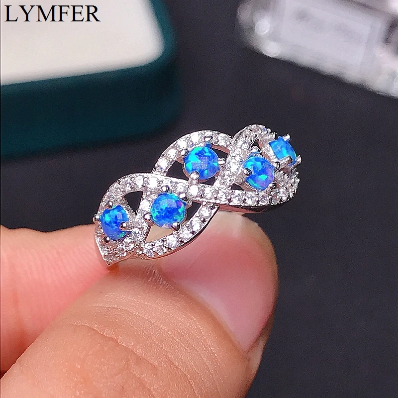 New women's blue Opal Ring 925 Sterling Silver fire color strong special promotion