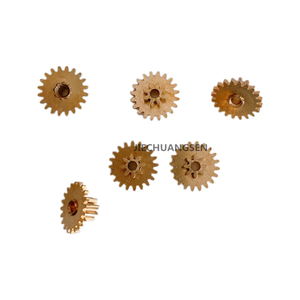 6pcs/Lot Dual Metal Copper Gear 0.5 Modulus 8 20 teeth 0.5M 8T+20T For 2mm Diameter Double Gear Outer Diameter 10.8 mm