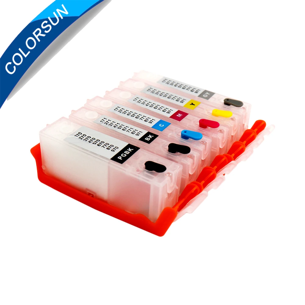 6 Colors Refillable for Canon PGI-570 CLI-571 Ink Cartridge for Canon PIXMA MG5750 MG5751 MG6850 MG7750 Printer With ARC Chips