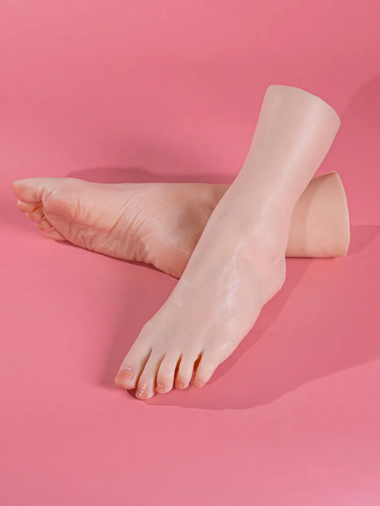 Free Shipping!! Skin Color Foot Mannequin Silicone Model Bendable Foot Model Customized