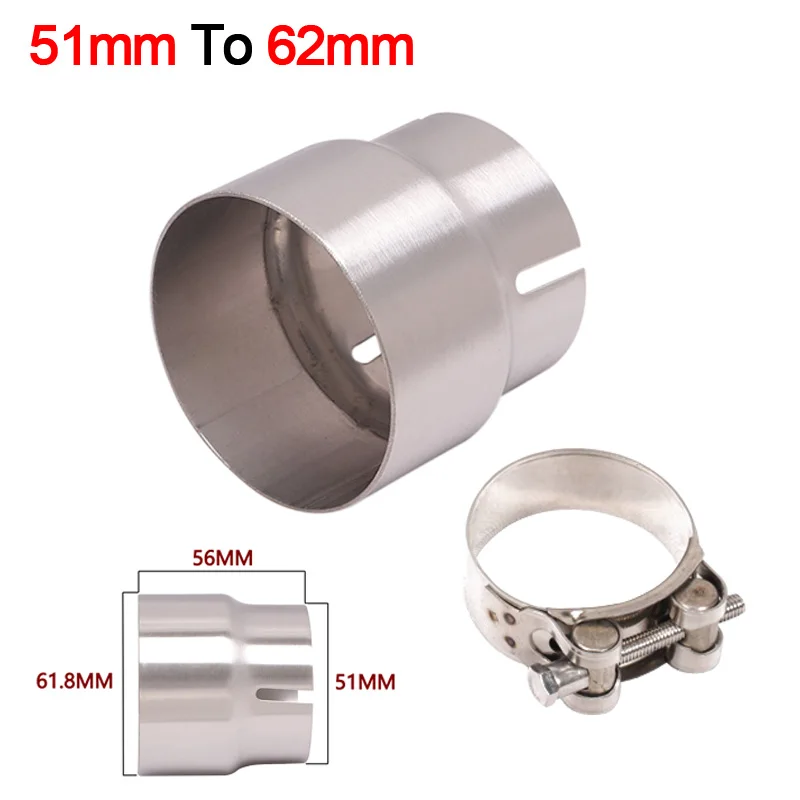 Universal Car Motorcycle Stainless Steel Exhaust 51MM Adapter 52MM 54MM 56MM 58MM 62MM 64MM Escape Reducer Connection Link Pipe