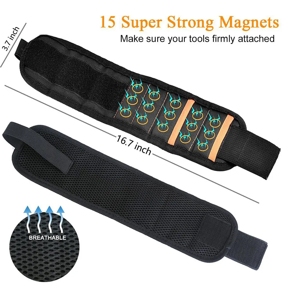 Cinturino magnetico con 10/15 pezzi magneti potenti supporto per punte da trapano a vite cintura per attrezzi da elettricista maiz888