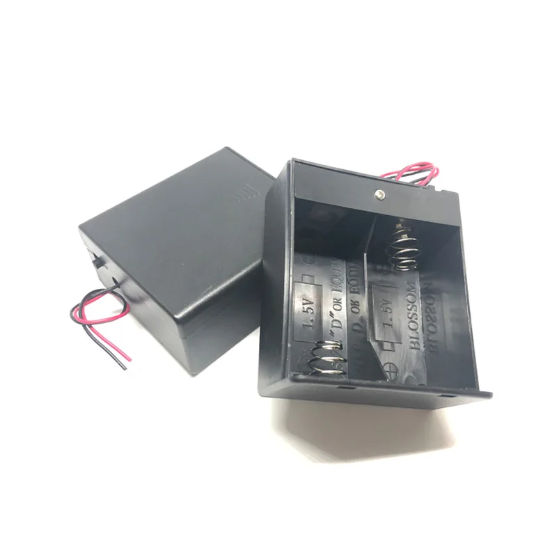 300pcs/lot MasterFire 2 x 1.5V D Size Batteries Holder Storage Box Case 3V D Size Wire Leaded Battery Cover 2 Slots with Switch