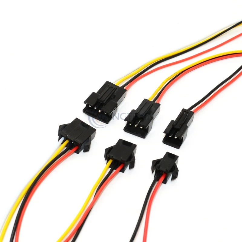 JST SM Male and Female Connector 2.54mm 2P3P4P EL Wire Cable Cord Adapter with Electrical Cable Wire for LED Light 26AWG 10-30CM