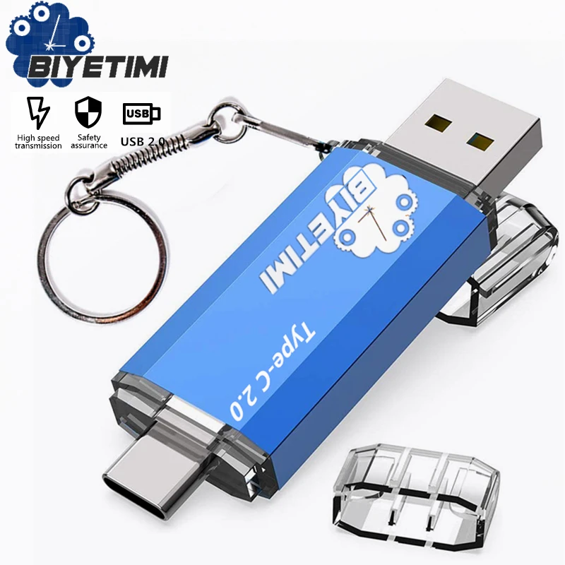 

Usb-флеш-накопитель Biyetimi с кабелем Type-C, 2,0 дюйма, 64 ГБ, 32 ГБ, 16 ГБ