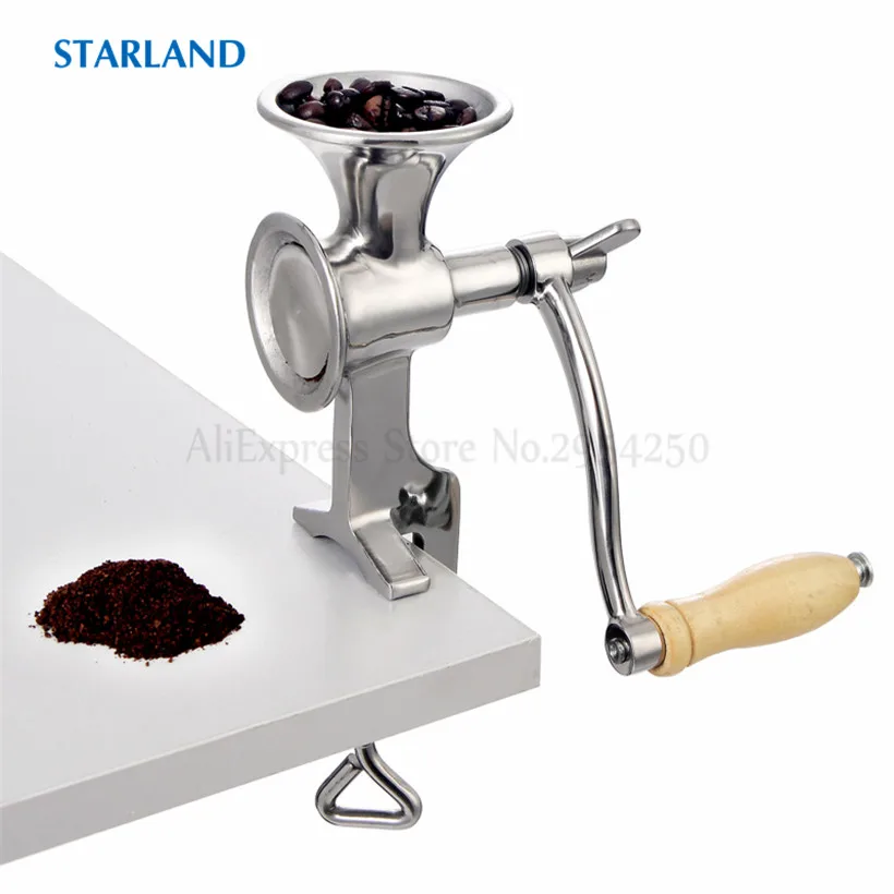 คู่มือ Fresh Ground Coffee Mill เครื่องถั่วเหลืองข้าวบด Miller ข้าวสาลีพริกไทย Hand Crank เครื่องบดบ้าน