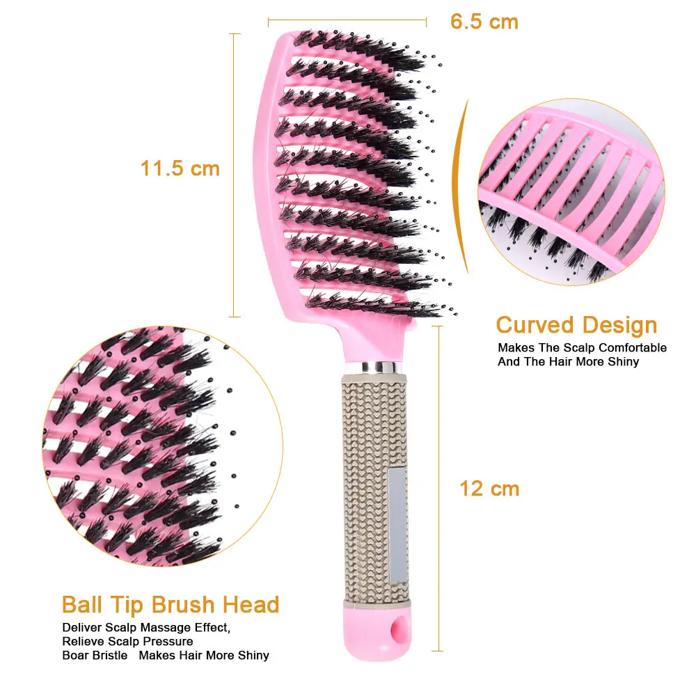 Bristle Hair Brush Denman Brush for Curly Hair Scalp Massage Comb Detangling Hairbrush for Women Professional Hair Styling Tool