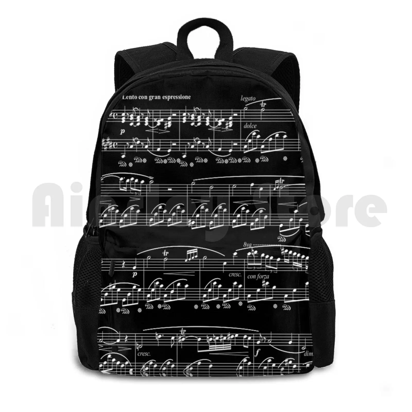 Nocturne By Chopin Outdoor Hiking Backpack Riding Climbing Sports Bag Music Chopin Piano Notes Nocturne