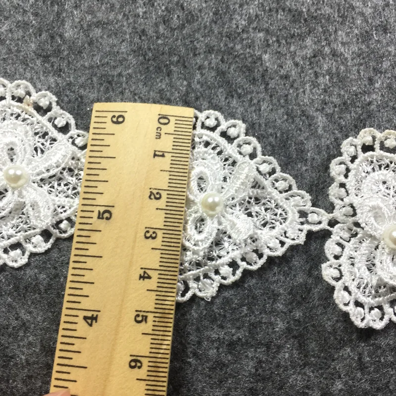 1Yard Handmade Lace Trim Patchwork Material White Pink Heart Lace Ribbon DIY Garment Sewing Accessories