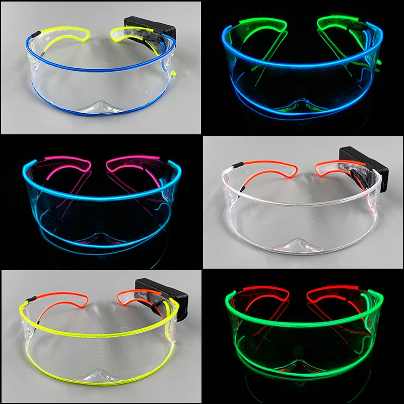 Colorful Transparent Glowing EL Wire Glasses with Wireless Controller Flashing Rave Wedding Glow Party Supplies Luminous Glasses