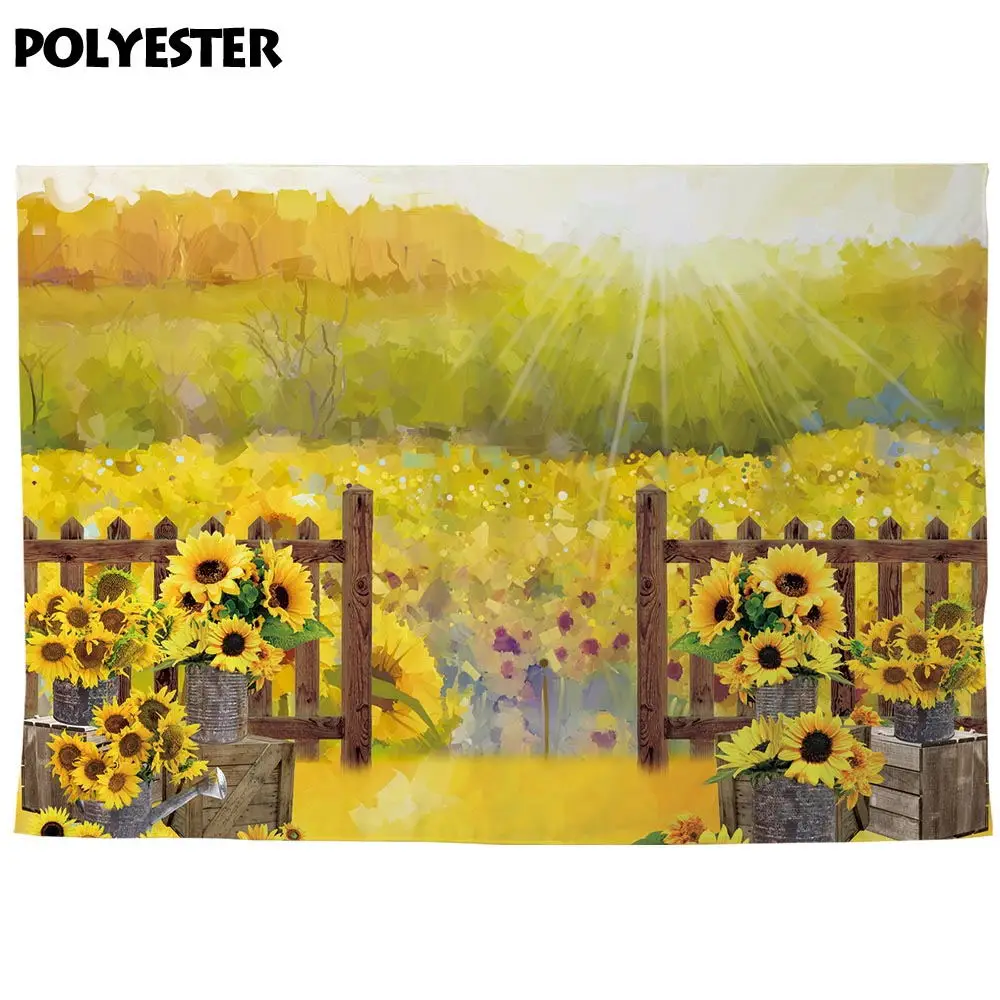Allenjoy-telón de fondo con diseño de girasoles para estudio fotográfico, pintura de acuarela para niños, valla de jardín, fotomatón, otoño