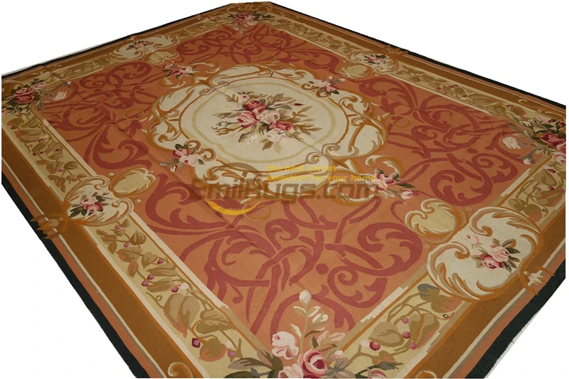 

Pure hand woven wool carpet french aubusson rugs 244CMX305CM (8'X 10') gc8aub506yg4