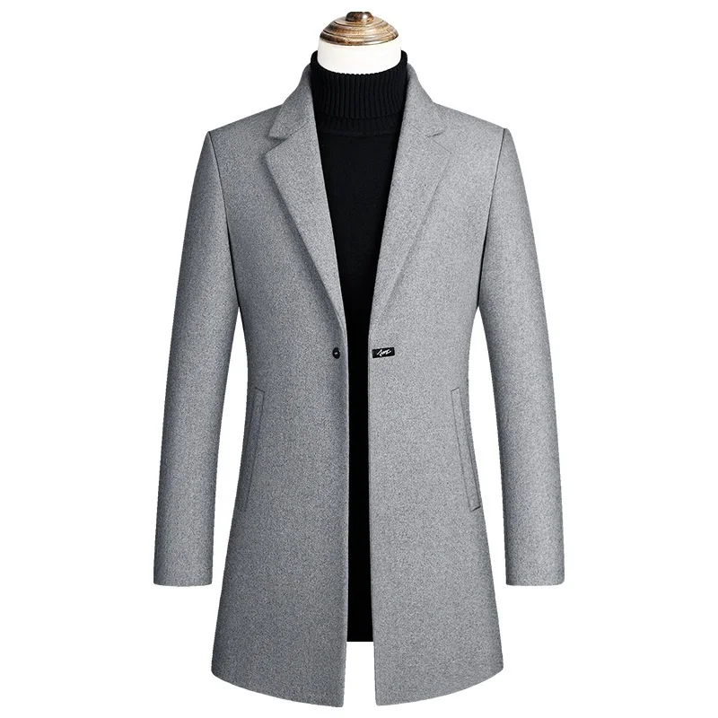 

Mens Jackets Men's High-quality Winter Wool Jacket Coat Men Casual Slim Fit Warm Lapel Trench coat Woolen Outerwear Male Clothes
