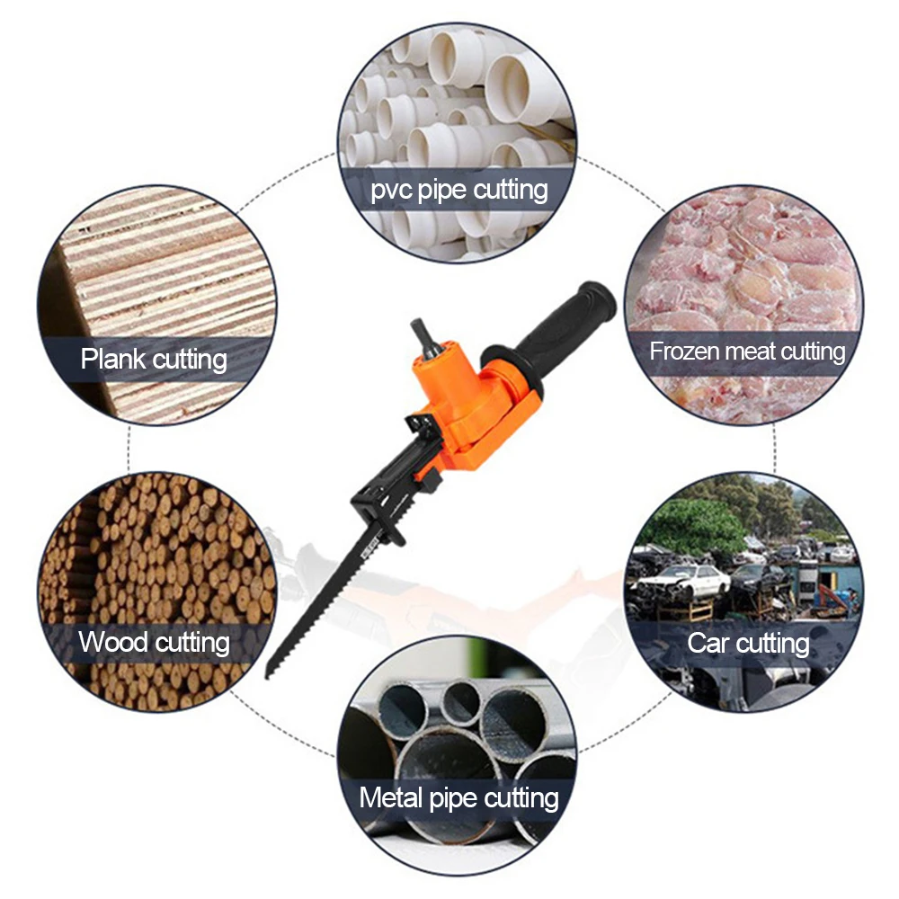 TAIMEI 375mm Electric  Drill Modified Cordless Reciprocating Saw Metal Wood Cutter Electric Drill Attachment With Blades Tool