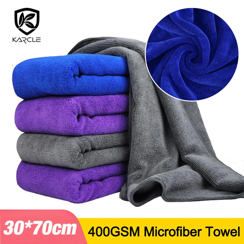 

400GSM Car Wash Microfiber Towel Super Absorbent Car Cleaning Detailing Drying Cloth Hemming Home Window Car Care Rags 30x70CM