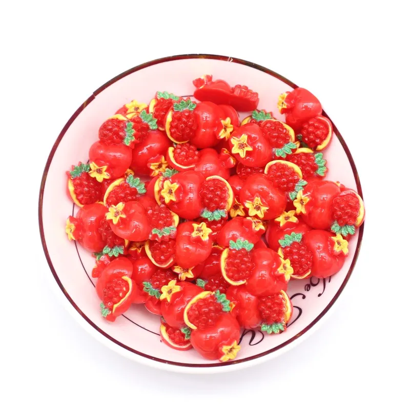 Red Pomegranate 21*15mm Flat Back Resin Handicraft Supplies DIY Handmade Child Gift Clothing Jewelry Accessories 20pcs