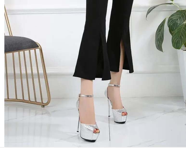 NewSummer Fashion Platform Heels Sliver Wedding Shoes Woman Pumps Gold Women Sandals Female heels party Shoes Fish mouth sandals