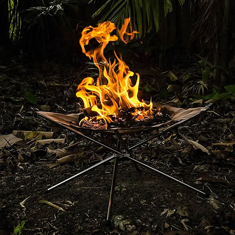 

Camping Hiking Equipment BBQ Bonfire Camp Fire Wood Stove Fire Frame Rack Foldable Garden Backyard Heating Mesh Fire Pit