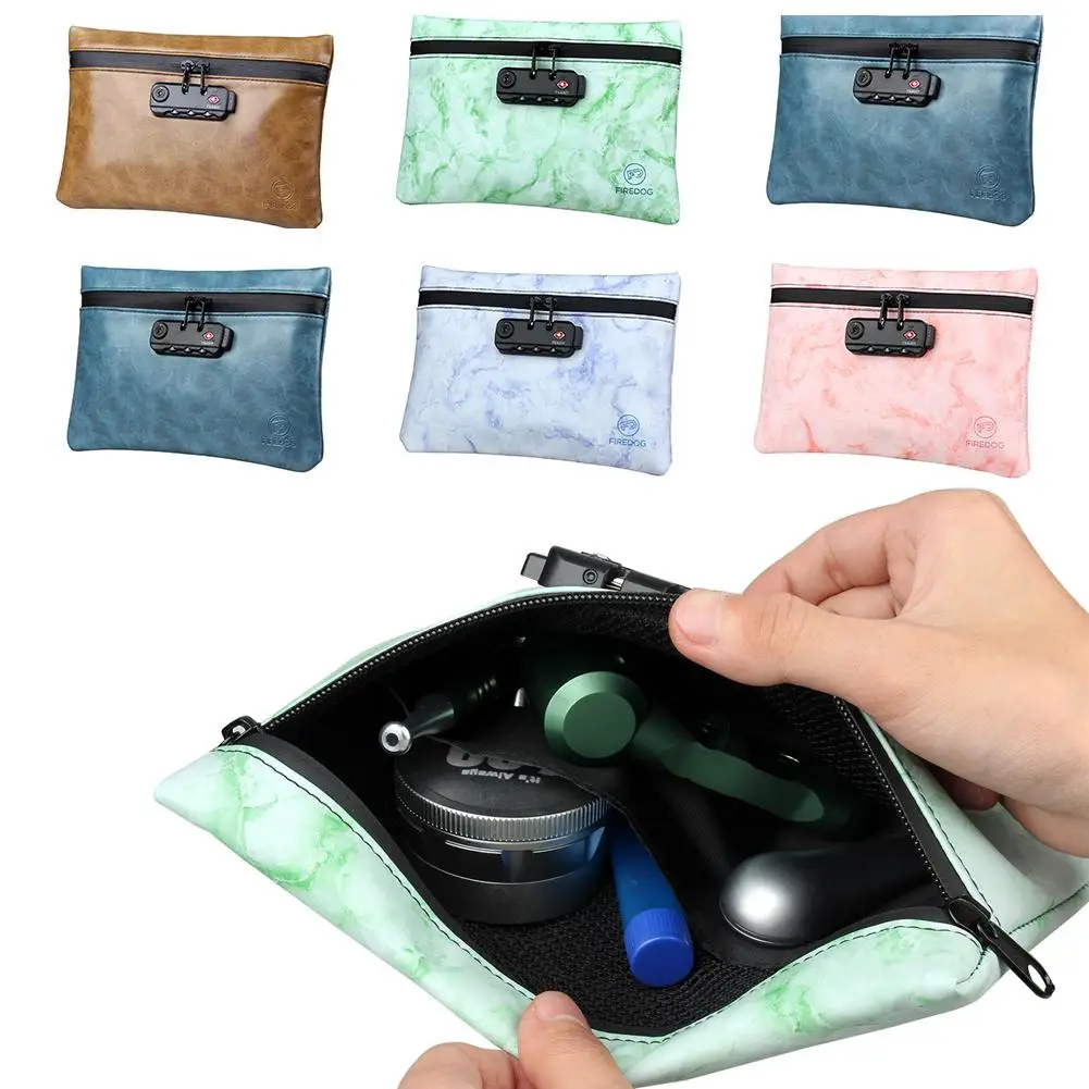 

Smoking Smell Proof Bag Leather Tobacco Pouch With Combination Lock For Herb Odor Proof Stash Container Case Storage Waterproof