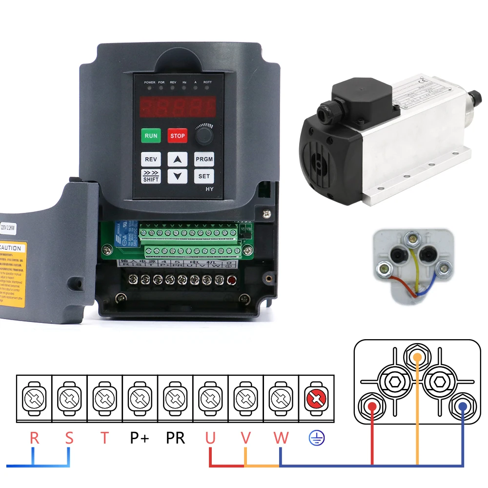 Z axis Spindle motor kit 1.5kw 1500 air cooling spindle ER11 motor +YL VFD inverter  + 7 pcs ER11 collets （1-7mm） for CNC