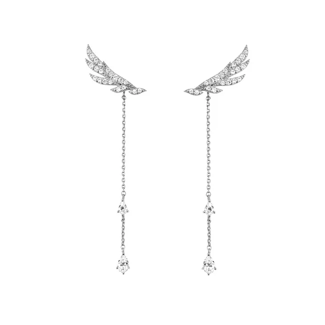 New Hot Fashion 925 Sterling Silver Crystal Angel wing Earrings for Women Girls Gift Fashion Statement Jewelry earrings 2018